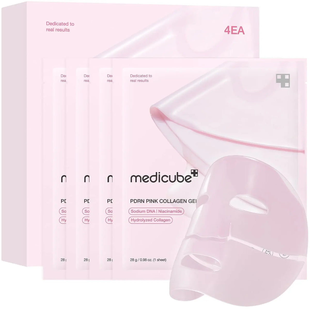 Medicube PDRN – מסכת ג׳ל קולגן ורודה ללחות, זוהר ומיצוק